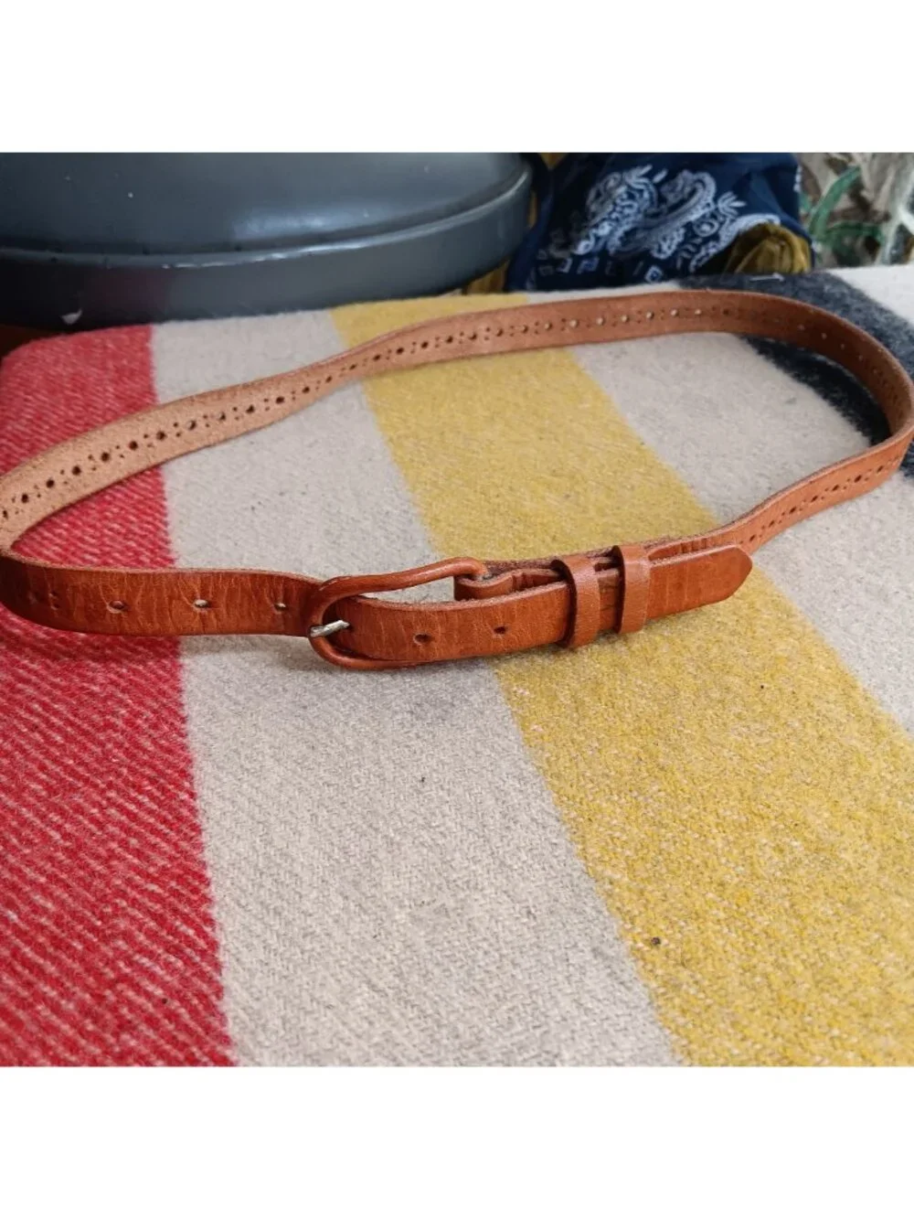 Medium Women's 1980's Vintage Boho Belt Brown Leather Skinny